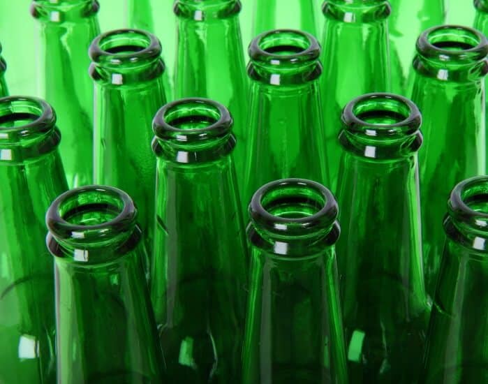 green alcohol bottles